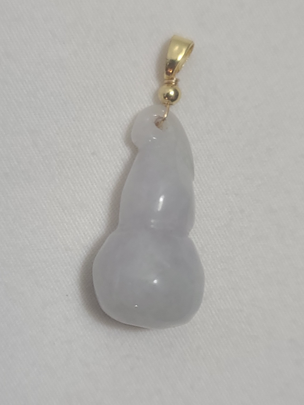 Jadeite Icy Cloudy White Jade Hand Carved Hulu Gourd Pendant